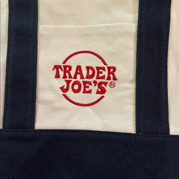 Trader Joe’s Mini Logo Tote Navy Blue Small Grocery Shopping Bag Canvas - Picture 2 of 7